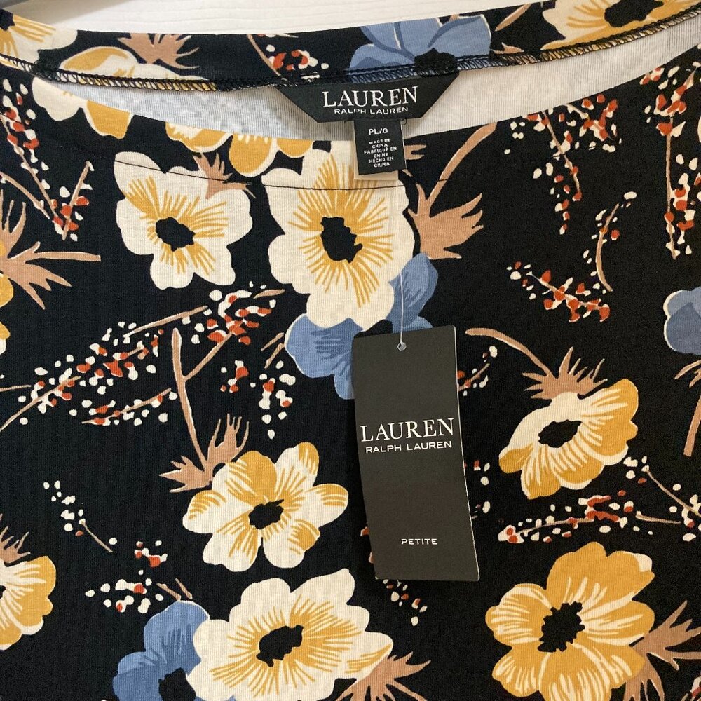 NEW Ralph Lauren Printed Boat-Neck Top PL